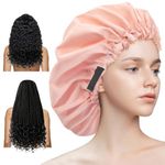 Aquior Shower Cap,Extra Adjustable Shower Caps for Women Double-Layer Waterproof Reusable Hair Cap, Large Hair Cap for All Hair,for Girls Spa Bath,Soft Large for Women Long Hair(Champagne)
