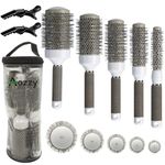 Aozzy Round Brush Set, Round Brushes for Blow Drying, Hairdressing Brushes Sets for Woman Curly & Straight Salon Hair Styling, Pottery Ionic Blow Dry Brush Set (19mm 25mm 32mm 45mm 53mm）