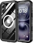 Hllhunkhe for iPhone 16 Plus Case Waterproof - [Built-in Screen Protector] [Compatible with Magsafe] [IP68 Underwater] Full Body Heavy Duty Rugged Phone Cover 6.7 inch, Black