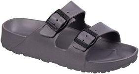 Ladies & Girls Slip On Summer Sandals - FLIP Flop Sliders by MIG (5 UK, Grey)