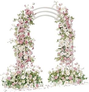 Large White Wedding Arch Stand: 3 Layer Garden Backdrop Metal Rack 210x60x260cm Arch Frame Pergola Stand for Outdoor Venues