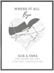 Where It All Began, personalised couple gifts, custom maps, boyfriend gifts, first date memory maps, black and white map print art, girlfriend gifts