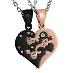 Aeici Stainless Steel Mens Womens Pendant Necklace Heart Puzzle Customized Eternal Love for Couple