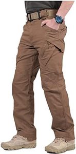 CARWORNIC Gear Men's Hiking Tactical Pants Lightweight Cotton Outdoor Military Combat Cargo Trousers Brown