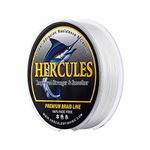 HERCULES Braided Fishing Line, Not Fade, 328 Yards PE Lines, 8 Strands Multifilament Fish Line, 120lb Test for Saltwater and Freshwater, Abrasion Resistant, White, 120lb, 300m