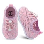 JIASUQI Toddler Boys Girls Shoes Baby Breathable Walking Shoes Lightweight Slip on Casual Sneakers(PinkPurple,15-24 Months)