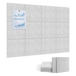 YLChom Cork Board, 12 Pcs 11.8" X 11.8" Felt Wall Tiles, Acoustic Panels with Safe Removable Adhesive Tabs for Home Office School Wall, Silver Grey