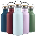 Bambaw Stainless Steel Water Bottle 750ml, Light Blue Water Bottle, Non-Insulated Water Bottle, Metal Water Bottle, BPA Free Water Bottle, Leak Proof Water Bottle, Reusable Water Bottle – Ice Blue