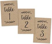 1-25 Rustic Kraft Table Number Double Sided Signs For Wedding Reception, Restaurant, Birthday Party Event Calligraphy Printed Numbered Card Centerpiece Decoration Setting Reusable Frame Stand 4x6 Size