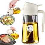 YARRAMATE Oil Sprayer for Cooking, 2 in 1 Olive Oil Dispenser Bottle for Kitchen, 16oz/470ml Premium Glass Oil Bottle, Food-grade Oil Mister for Air Fryer, Salad, Frying, BBQ (Creamy White)