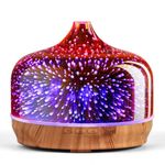 Porseme 500ml Large Glass Scented Oil Diffuser, 3D Rosegold Ultrasonic Aroma Humidifier,7 Colors Changing, Cool Mist Essential Oil Diffuser, BPA Free and Waterless Auto-off for Home,Office