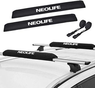 WONITAGO Soft Roof Rack Pads with Two 15 Ft Tie Down Straps for Surfboard, SUP Paddleboard, Snowboard, 34inch (Pair) Black