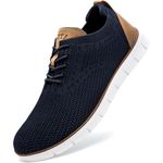 LEZTA Men's Casual Dress Sneakers Business Lightweight Oxfords Arch Support Walking Shoes(Dark Blue A Size 8)