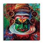 PIXELARTZ Kathakali Dancer Canvas Painting, Classic Indian Art for wall, dance academy - (35x35 Inches, Large) (Unframed)