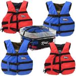 Kemp USA Life Jackets - USCG-Approved Type III PFD Swim Vest with Adjustable Straps - Ideal for Swimming, Diving, Boating, Fishing & Watersports -Adult Size (4 Packs) with Carry Case