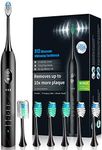 PERBOL Sonic Electric Toothbrush for Adults, Rechargeable with 6 Replacement Brush Heads, 5 Modes and 3 Intensity Levels 2 Minutes Smart Timer Reminder Travel, Gift (Antique Black), 9, 95.0 grams