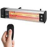 SereneLife Infrared Outdoor Electric Space Heater, Wall Mounted Heater, 1500 W, Electric Patio Heater w/Remote Control 29" x 6" for Restaurant, Patio, Backyard, Garage, Decks Black