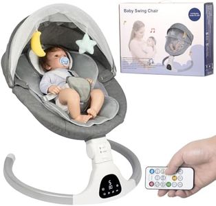 JFOVMCYG Electric Baby Swing for Infants, with Bluetooth Remote Control Timing Function and 10 Music 5 Swing Speeds 3 Seat Positions Baby Bouncer for Boy Girl Indoor & Outdoor Use (Gray)