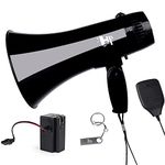 HornPro Megaphone Speaker PA Bullhorn - Built-in Siren &USB Flash Drive - 35 Watts 240S Record- for Football Soccer, Baseball Basketball Cheerleading Fans Coaches & Safety Drills (Black)