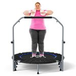 CLORIS 40''/48'' Foldable Fitness Trampoline - Max Load 400lbs / 450lbs, Rebounder with Adjustable Foam Handle Indoor/Outdoor Fitness Body Exercise (40'' Blue-2)