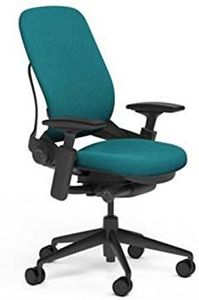 Steelcase Leap Plus Desk Chair in Buzz2 Cyan Fabric - 500 lb Weight Capacity - 4-Way Highly Adjustable Arms - Black Frame and Base - Soft Dual Wheel Hard Floor Casters