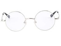 Agstum Round Retro Metal Optical Grade Glasses Frame Clear Lens Eyeglasses with Spring Hinge (Silver, Small Size / 42)