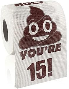 Happy 15th Birthday Gifts, 3-Ply Funny Toilet Paper Roll, Holy Poop You're 15 Printed Toilet Paper Gag Gift, Pranks & Surprises Bathroom Decor for Boys Son and Girls, Cheers to 15 Bday Party Supplies