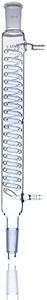Laboy Glass Coiled Condenser Reflux Column Condenser with 24/40 Joints 300mm in Jacket Length 8mm Glass Hose Connections Lab Glassware
