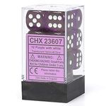 DND Dice Set - Chessex D&D Dice - 16mm Translucent Purple & White Plastic Polyhedral Dice Set-Dungeons and Dragons Dice Includes 12 Dice – D6