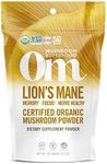 OM Mushroom Superfood | Lion's Mane | USA Grown Organic Mushrooms |Memory, Focus, Clarity, Nerve Health, & Mood Support | 3.5 oz, 50 Servings Powder Supplement Pouch