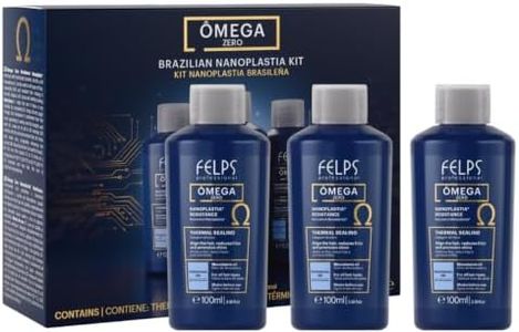 Kit 3 Mini Felps Professional Omega Zero Nanoplastia Hair Straightening Treatment, Formaldehyde-Free, with Macadamia Oil, Mini 3x3.38 fl.oz