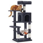 Feandrea Cat Tree Tower, 112 cm Multi-Level Cat Condo with 4 Scratching Posts, 2 Perches, Hammock, Cave, Smoky Gray UPCT261G01