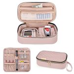 YARWO Diabetic Travel Case for Blood Glucose Monitor, Test Strips, Insulin Syringes, Diabetes Supplies Storage Bag with 2 Detachable and 1 Folding Pouches for Diabetic Care Kits, Dusty Rose (Bag Only)