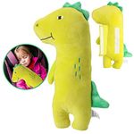 Pinkgarden Seat Belt Cover Pillow for Kids, Car Seatbelt Cushion Shoulder Neck Support Protector Pad, Soft Stuffed Plush Travel Vehicle Safety Belts Strap Pillow for Boys and Girls Headrest (Dinosaur)