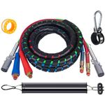 CheeMuii 15 FT Semi Truck Air Lines Kit with 16" Double Tender Spring Kit 3-in-1 Red & Blue Air Hoses ABS Electric Power Line Kit for Semi Truck Trailer Tractor