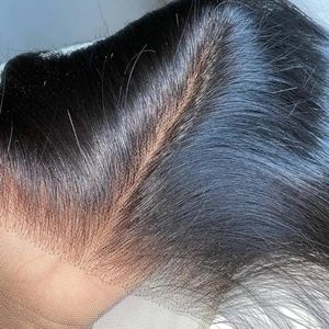 Grand Nature Lace Frontal Closure 13 x 4 Human Hair Straight Wave Pre Plucked Ear To Ear Lace Frontals With Bangs Baby Hair Knots Can Be Bleached (18", Light-brown Lace)
