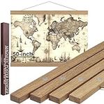 DACRI HOME 50" Sturdy Magnetic Poster Hanger Frame – 50x32 50x30 Teak Wood Poster Frame, Strong Magnets for Easy Hanging Map Picture Canvas Print Scroll Wall Art (50 Inch, Natural Wood)