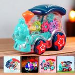 Toys Treasure Transparent Engine Train Toys for Kids with Gear Technology 3D Light Music & 360 Degree Rotation for Kids/Toddlers/Toys for 1 + Year Old