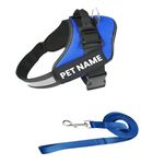 Berlin's Personalized Dog Harness with Pet Name & Phone Number, No Pull Dog Vest,Escape Proof Reflective Dog Harness, Custom Patches with Hook Backing (Blue, XL (36Kg Above))