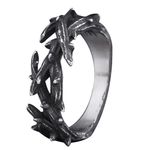 JAJAFOOK Vintage Stainless Steel Jesus Crown of Thorns Ring Vine Branch Lucky Ring, Metal, No Gemstone