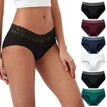 INNERSY Womens Pants Underwear Cotton Knickers Multipack Ladies Lace Hipster Panties 6 Pack (16, Popular Multicolour)