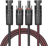 Solar Cable 10 Feet 2x12 AWG Twin Wire Solar Extension Cable, Copper Strand with Female and Male Connectors, Solar Panel Cable Wire & Adaptor for Home, Shop and RV Solar Panels.