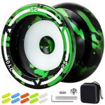 7YO S2 Responsive Yoyo, Professional Metal Yoyo for Beginner, Dual Purpose Yoyo Fingerspin Tricks Yoyo, Alloy and POM Yoyo with 10 Yoyo Strings, KK Bearing, Yoyo Case, Bearing Removal Tool