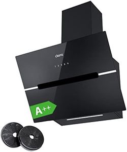 CIARRA CBCB6736F A+++ Cooker Hood 60 cm Convection Headless Slanted Hood 650 m³/h Wi-Fi App Touch Control Booster Extractor Fan LED Lighting with CBCF003 Carbon Filter Black