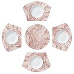 Round Placemats Set of 4 Pink Marble Print Wedge Place Mats with Centerpiece Round Table Mats Heat Resistant Washable Place mats for Dining Table (5 Pcs)