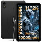 UMIDIGI Active T1 Rugged Tablet, 11" 2K Display, 16GB(8+8) RAM-128GB ROM, 10000mAh Battery, IP68 Waterproof Dustproof-MIL-STD-810G Drop-Proof, Octa-Core, 4-Stereo Speakers, Android,-Black