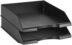 Amazon Basics Stackable Office Letter Organizer Desk Tray - Pack of 2, Black