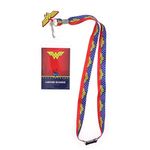 Silver Buffalo The DC Comics Wonder Woman Uniform Logo Border Lanyard with Badge Holder and Charm