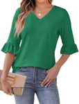 SAMPEEL Womens Tops Dressy Casual St Patricks Day Outfits for Women 3/4 Sleeves Kelly Green Summer Shirts XL