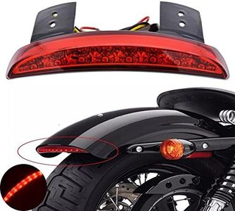 ANKIA Motorcycle Chopped Rear Fender Edge LED Brake License Plate Tail Light Stop Running Light Turn Signal Lamp for Harley Sportster XL883N 1200N XL1200V XL1200X (Red)